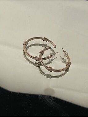 Source Unknown silver Wrapped Hoop Earrings